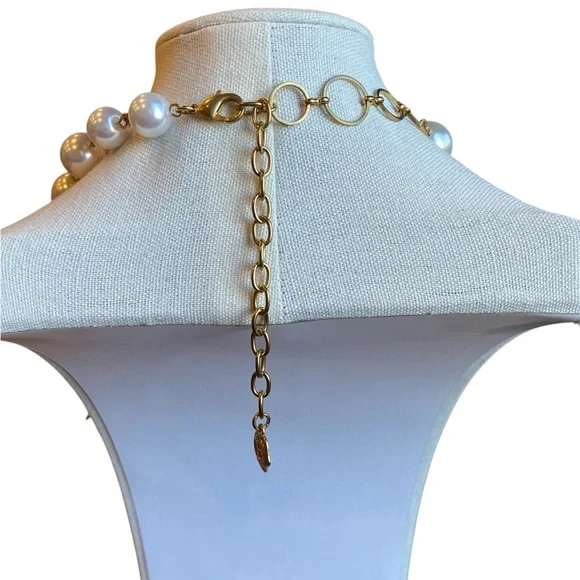 RJ GRAZIANO Faux Pearl and Gold-Tone Circle Chain Link Long Necklace - Picture 4 of 9